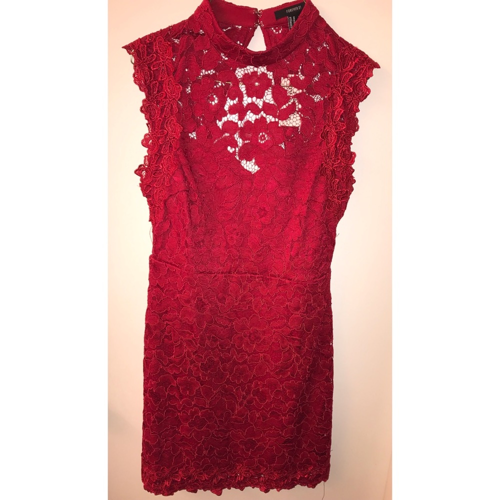 NWT Forever 21 red lace open back bodycon dress